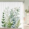Fresh Green Leaves and Plants Pattern Shower Curtain Printed Leaves Bathroom Bath Curtain Home Decoration Curtain With Hooks