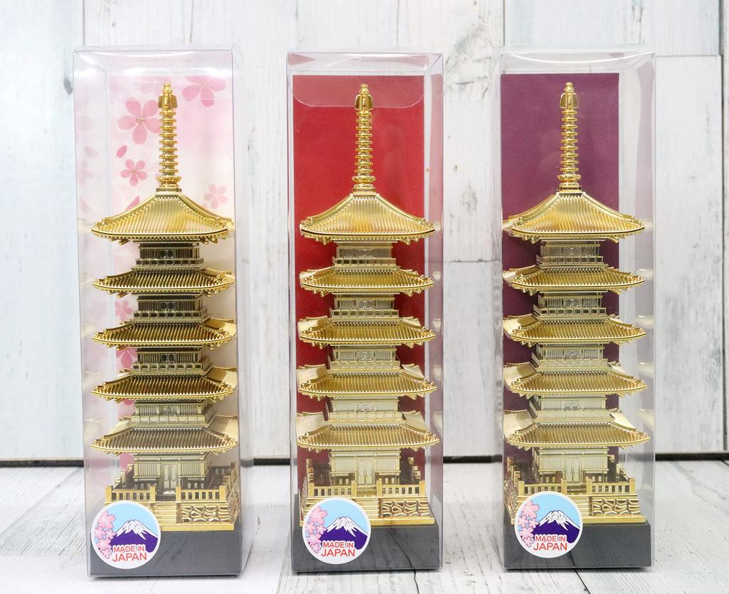Made In Japan Pagoda Figure Total Length 17cm Five-story (Red)