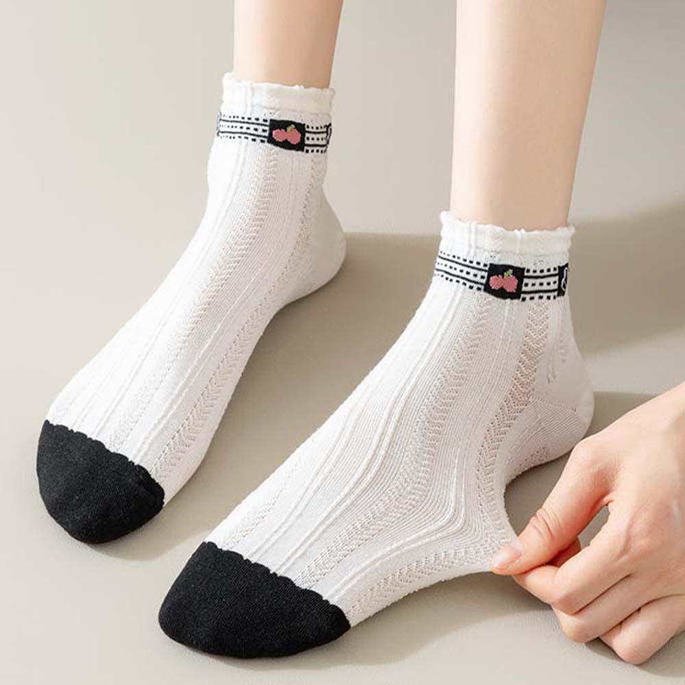 

Female Hosiery Cherry Cotton Short Socks Cherry Print Cotton Boat Socks Cotton Ankle Socks Daily StyleB