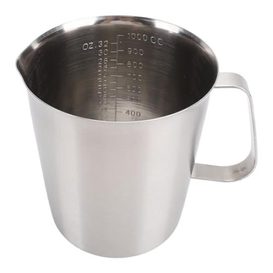 Stainless Steel Measuring Cup, 1000ml1500ml, with Measurement Markings and Spout, Easy to Use, Easy to Clean, Ideal for Milk and Coffee Making,