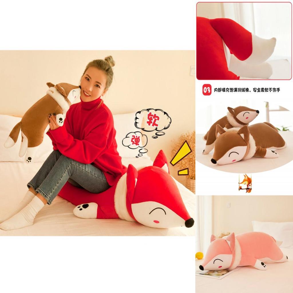 Fox Plush Toy With Extra Fluffy Short Fur Perfect For Sleeping Girls' Favorite 35cm 50cm 60cm 70cm 90cm 1.2m