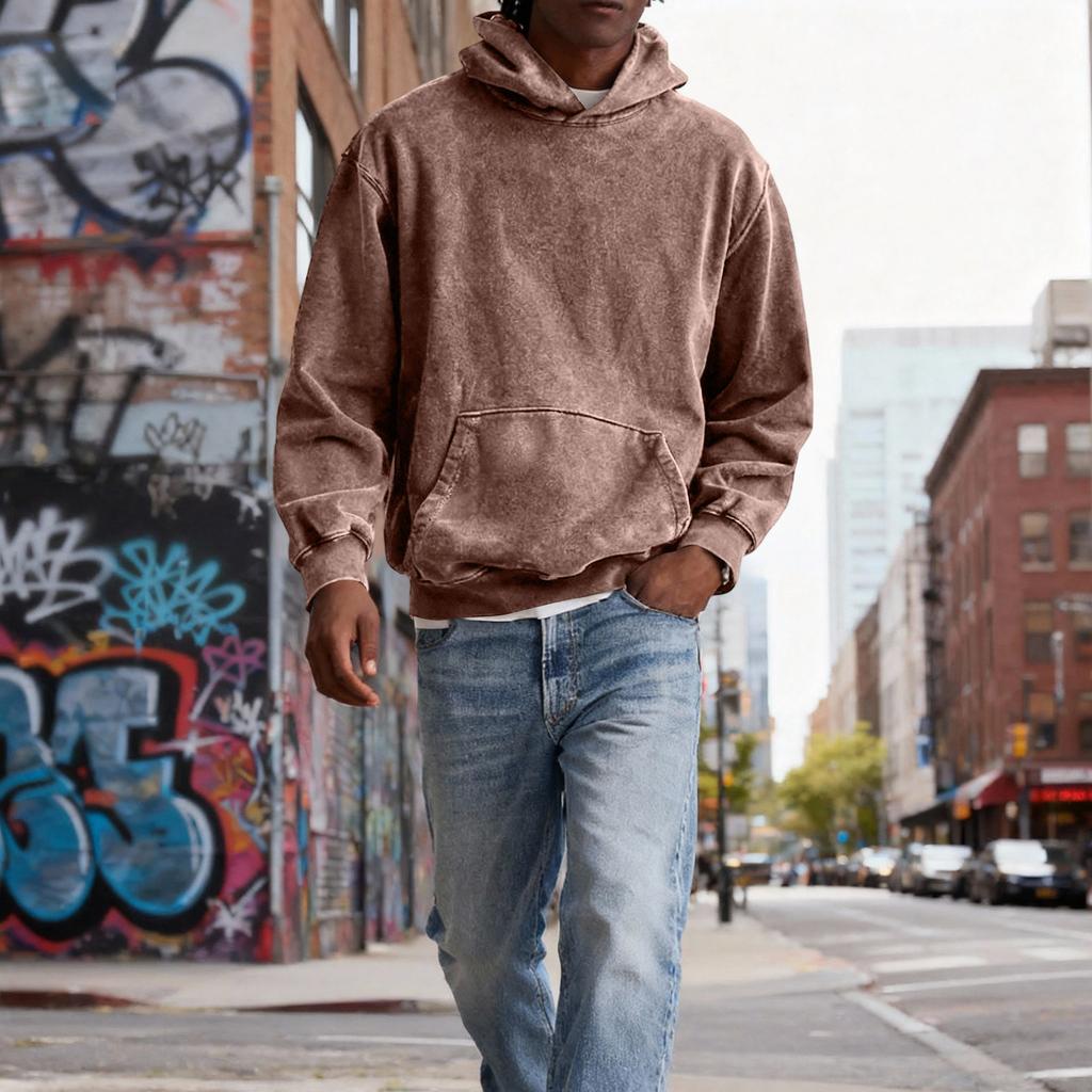 Men Hooded Pullover With Pocket Long Sleeve Fleece Sweatshirt Workout Tops Fall Fashion Hoodie