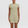 Breathable Yoga 2-Piece Set Short Sleeve High Waist Shorts Workout Fitness Activewear Women