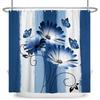 Blaues Blumen-Schmetterlings-Duschvorhang Modernes Streifen-Geometrisches Muster Wasserdichter Badevorhang Badezimmer-Dekoration Polyester Mit Haken