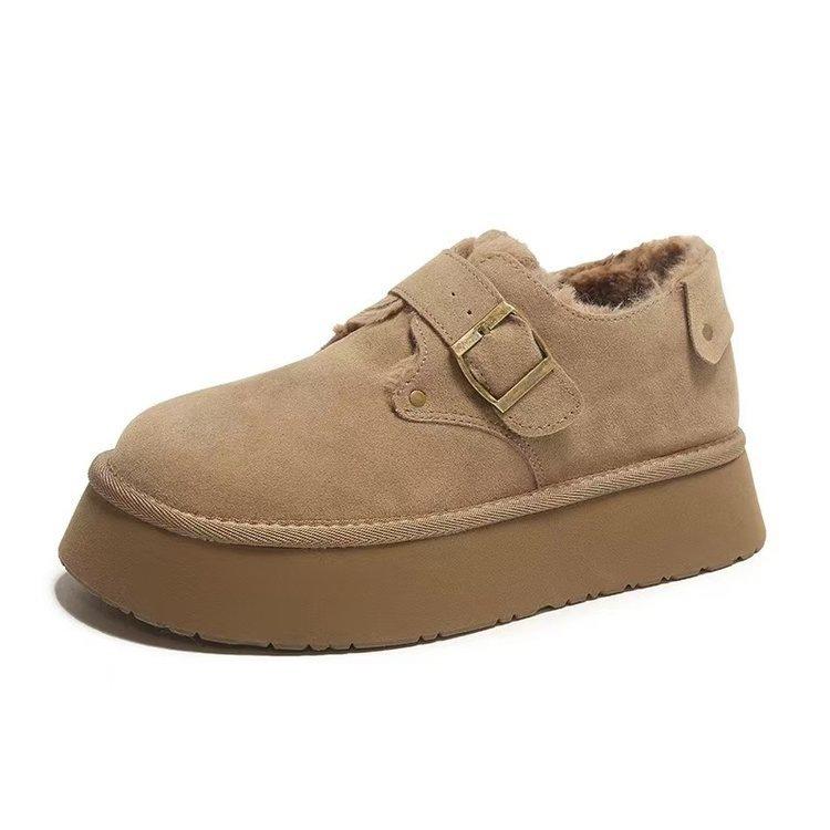 Fleece and Thickened Birkenstocks Cotton Shoes with Thick Soles, New Ins Lazy Warm Cotton Shoes In Autumn and Winter