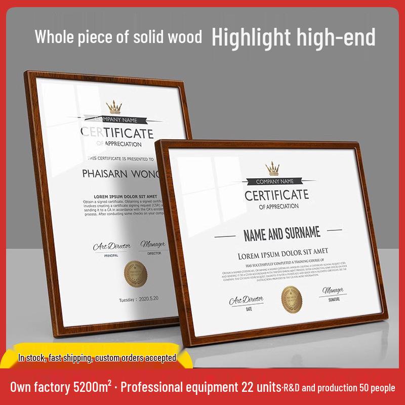 A4 Solid Wood Certificate and Photo Display Frame with Acrylic Cover for Tabletop or Award Presentation Beech-Wood Horizontal/Vertical