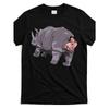 European Sizes Ace Rhino Humor Graphic T-Shirt,  All-Season Comfort, Machine Washable, Funny Rhino & Person Cartoon Print