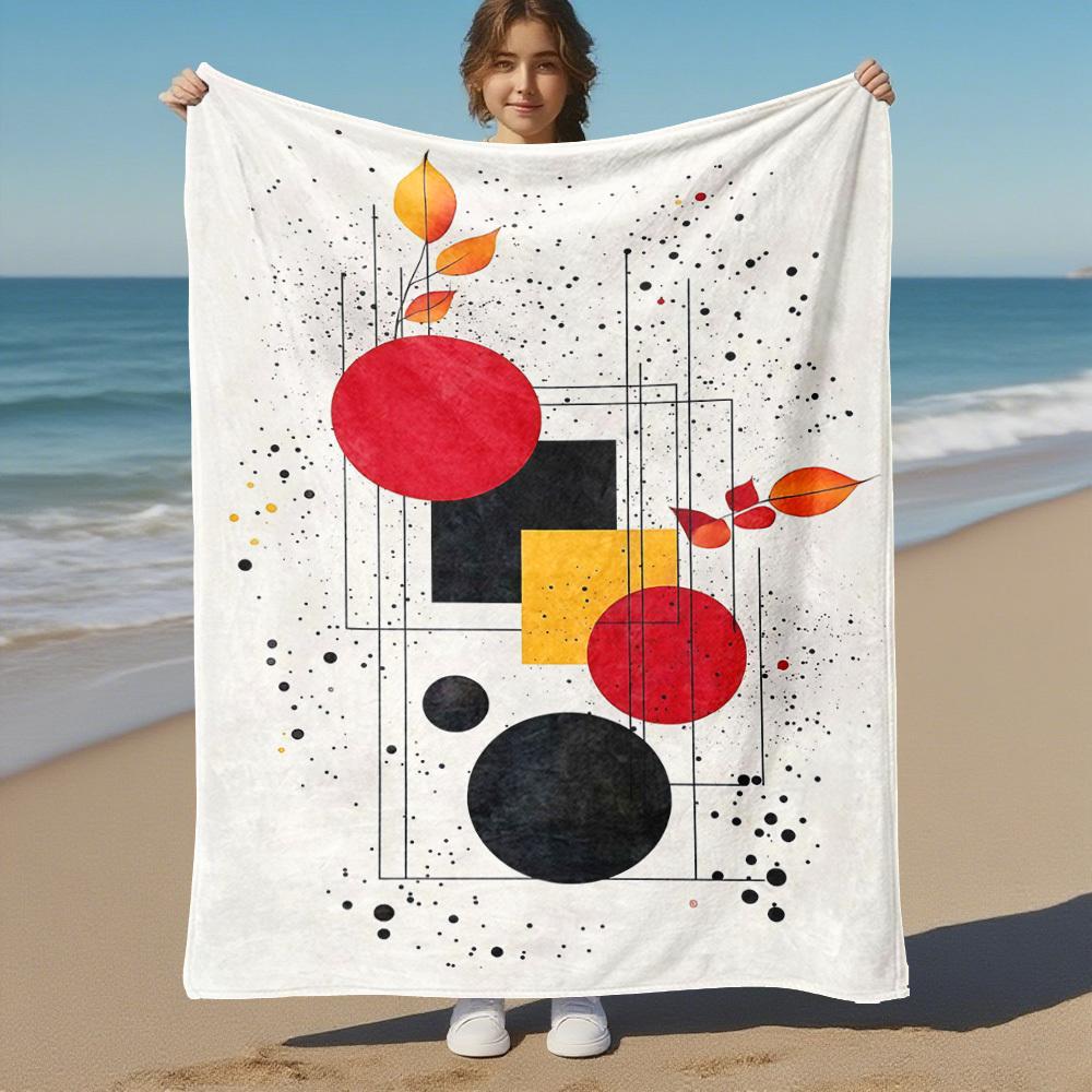 1PC Abstract ArtOutdoor Flannel Blanket - Soft Plush Decor for Picnics, Camping, Bedroom, Playroom, Office, or Lunch Break 1270A