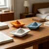 3D Geprint Papieren Boot Figuur, Minimalistische Origami Boot Standbeeld met Nautisch Thema, Verzamelbaar Bureau Ornament voor Huis Kamer Decor
