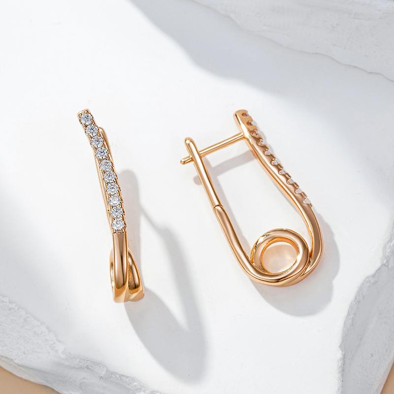 Kienl   Roségold Lange Hängeohrringe Für Damen Trendiger Natürlicher Zirkon Schmuck Englische Ohrringe Feiner Tägliche Schmuck