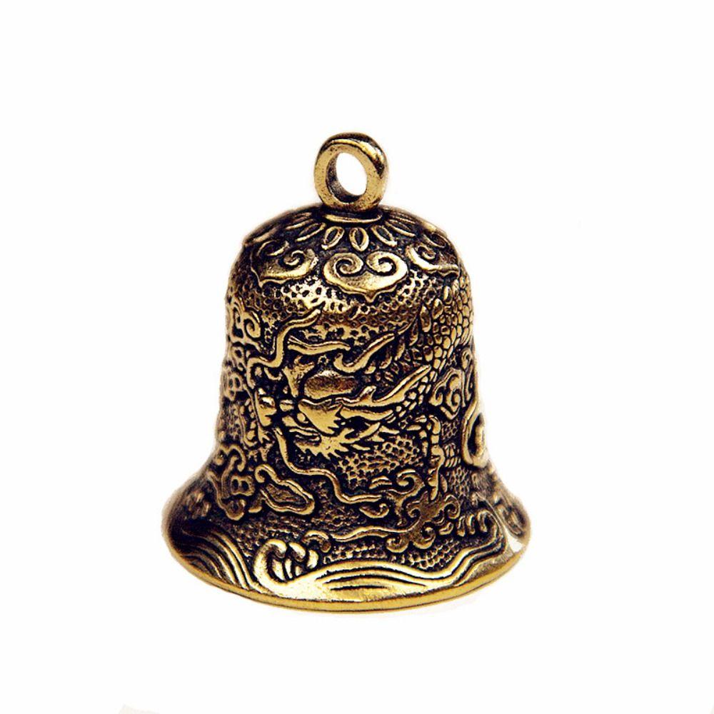 Exquisite Biker Good Luck Charm Carved Dragon Totem Evil Spirit Trap Bell Bronze Bell  Men's Gift