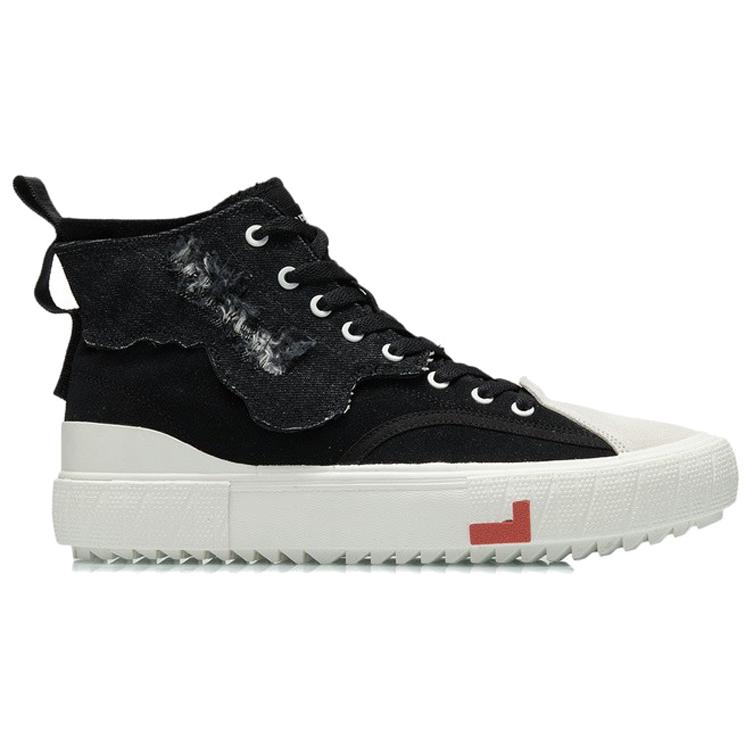 Li Ning CF Wear resistant And Lightweight High top Skateboard Shoes Men's Black White AGCR319-2