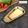 Korean Fan-Shaped Stainless Steel Snack Plate Gold/Silver BBQ Rack Tray for Bread & Steak