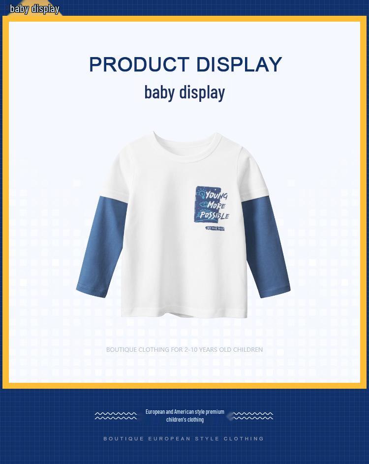 27kids 2024 Autumn Boys' Korean Style Long-Sleeved Base Layer T-Shirt