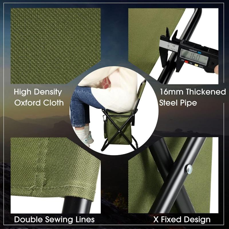 Fishing Chair with Cooler Bag Foldable Fishing Stool Supports 220Lbs Portable Backrest Lightweight Folding Chair Outdoor Camping
