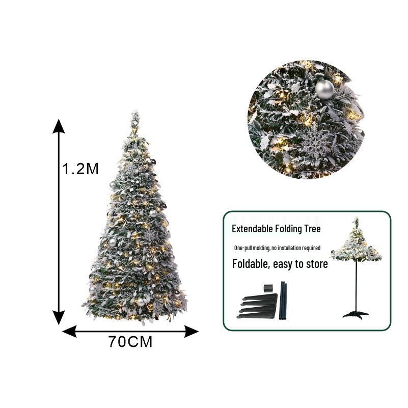 Flocked Telescopic Folding Christmas Tree for Home or Commercial Spaces