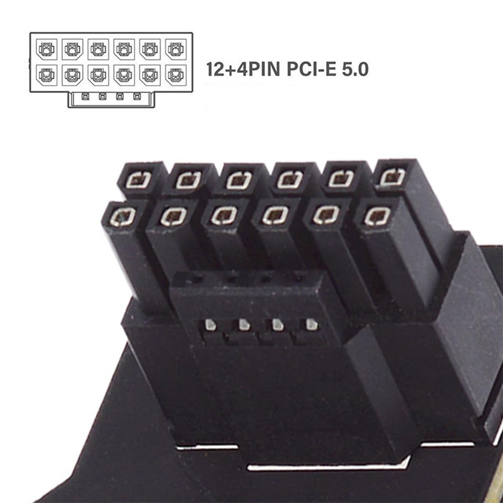Cablecc 12VHPWR Male To Female Adapter Power Modular Extension Down Angle 90 Degree for 3080 3090TI PSU 16 Pin Graphics Card PCI-E 5.0 ATX3.0 12+4P