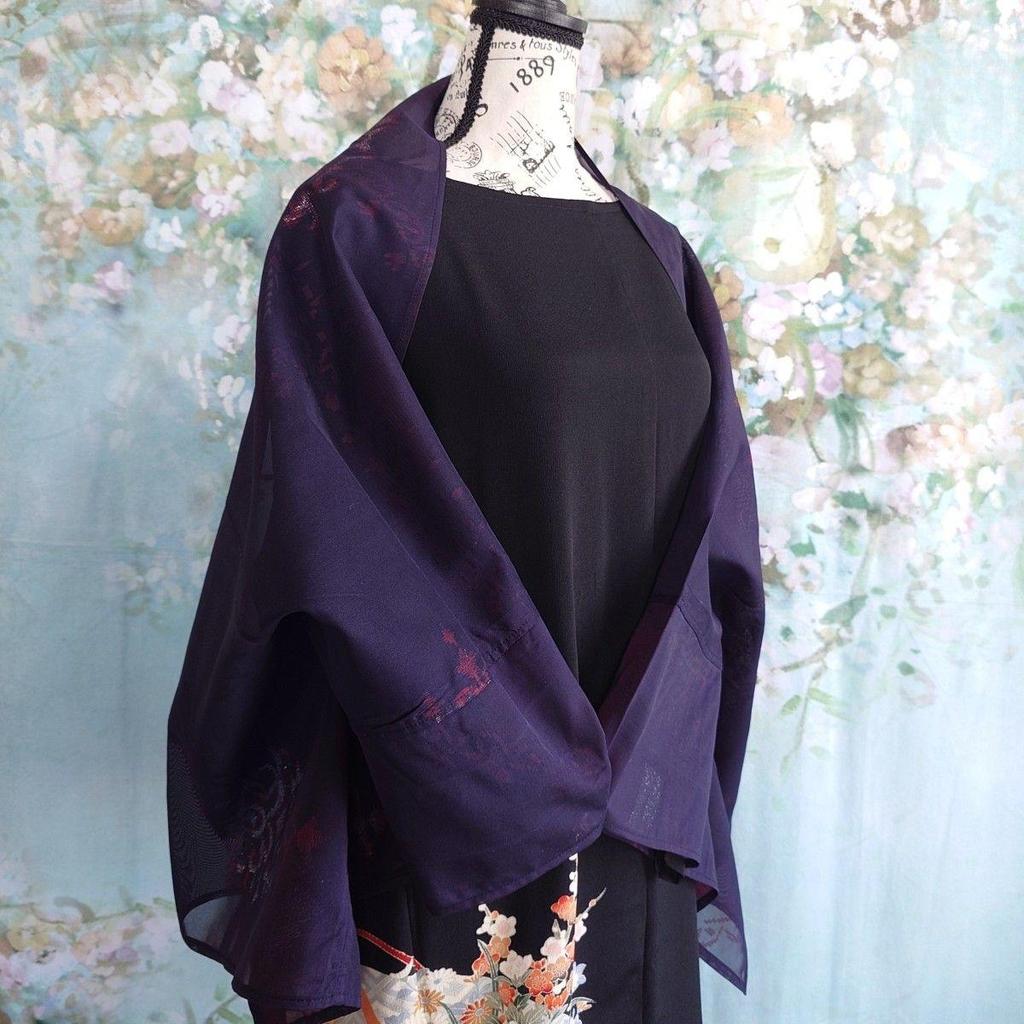 Used t48 stall bolero 2way kimono remake pure silk stall bolero gauze margaret kimono