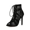 2025 Fashion Basic Sandals Boots Women High Heels Pumps Sexy Hollow Out Mesh Lace-Up Cross-tied Boots Party Shoes Party