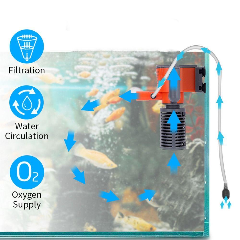 1Pcs Mini Fish Tank Filter 3-in-1 Oxygen Air Pump Durable Water Pump  for Small Aquarium Fish Tank