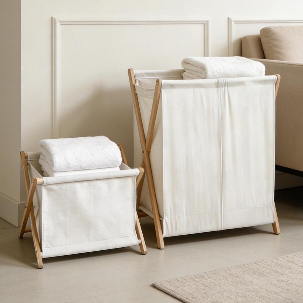 Cotton Linen Laundry Basket for Home, Balcony, Hotel, and Homestay Storage