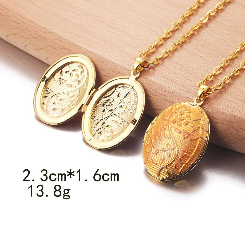 Golden Locket Pendant Mood Necklace Emotion Women Men Lovers Photo Frame Box Choker Necklaces Fashion Love Enamel Jewelry