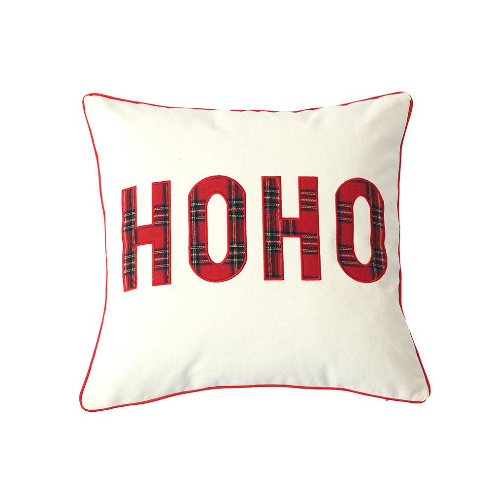 Christmas Plaid Pillowcase with Embroidered Letters