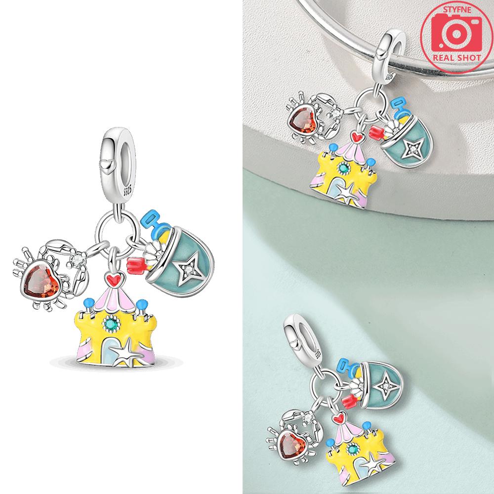 New Summer Coconut Beach Travel Ai Robot 100% Copper Charms Fit Original Bracelet Diy Jewelry Making Women Gift