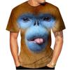 New Casual Men's New 3D Design Spoof Gorilla Funny Monkey T-Shirt Funny Pout Monkey 3D Printing Summer Short Sleeve Shirt Kids