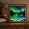 Night Light for Bedroom LED Photo Frame, Up Picture Wooden with Imitation Sea Glass Art Scenic Print, Soft Ambient Lighting Living Room Pastoral Style