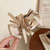 Rose Flower Rose Banana Clip Satin Ribbon Ponytail Hair Claw Retro Bow Flower Hair Clip  Daily Wear