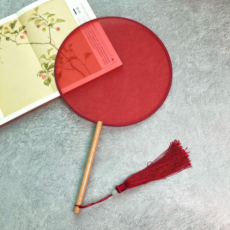 Chinese Wedding Red Fan Bronzing Bride Handheld Fan Handmade Photography Props Retro Chinese Style Home Decoration