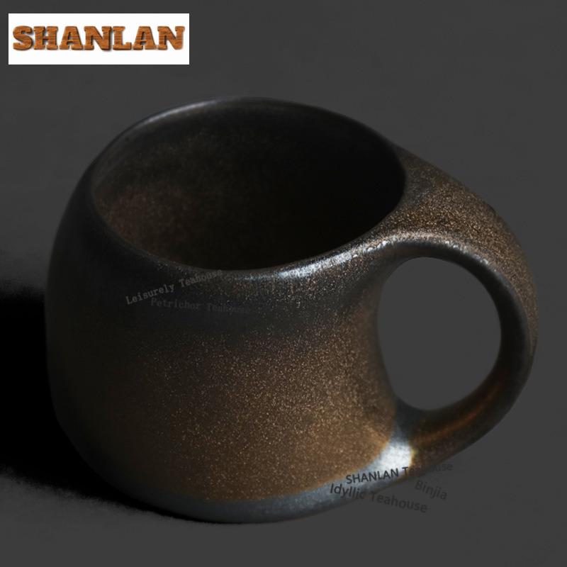 100ml Black Gold Crescent Handle Coffee Mug Cappuccino Latte Cup Afternoon Tea Mug Household Master Office Water Cup Teaset Gift