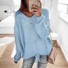 Fall Winter New Women's Long Sleeve Loose V-Neck Drawstring Backless Pullover Knit Sweater Women's Clothing