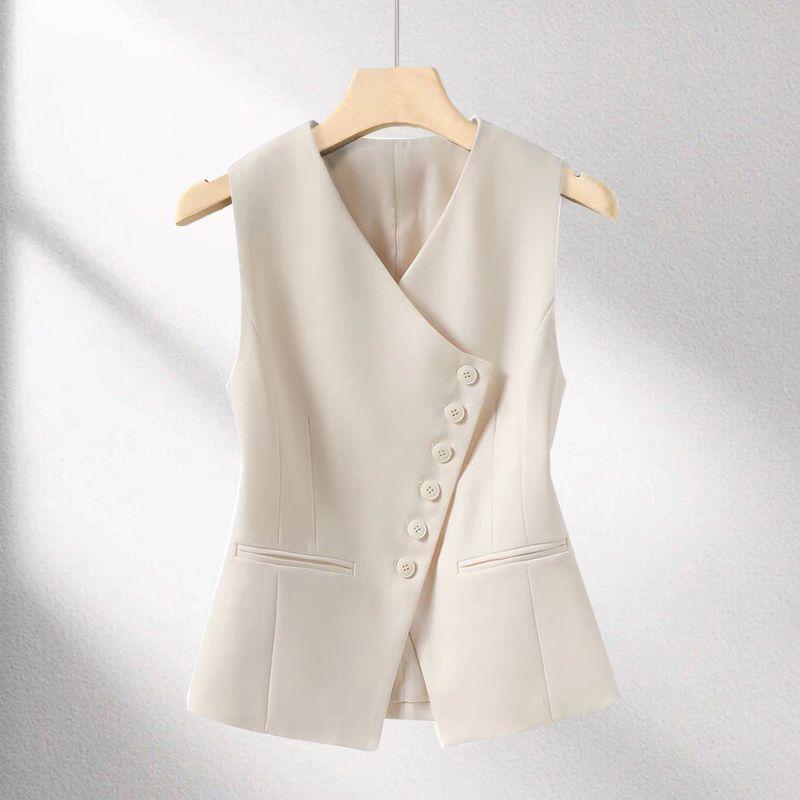 

Стиль Old Money Высокое чувство носки Жилет Женский Модный Западный стиль Омолаживающий Короткий Уличный Жилет Маленький Жилет Одиночная Носка Топ Beige White M