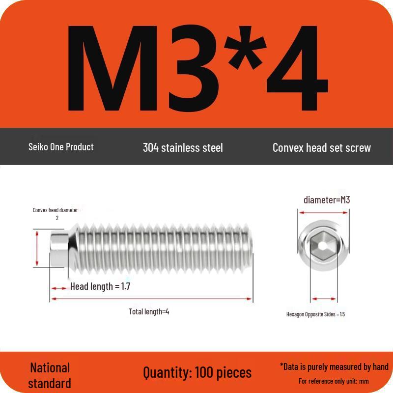 304 Stainless Steel Cup Point Grub Screw - Sizes M3 To M10