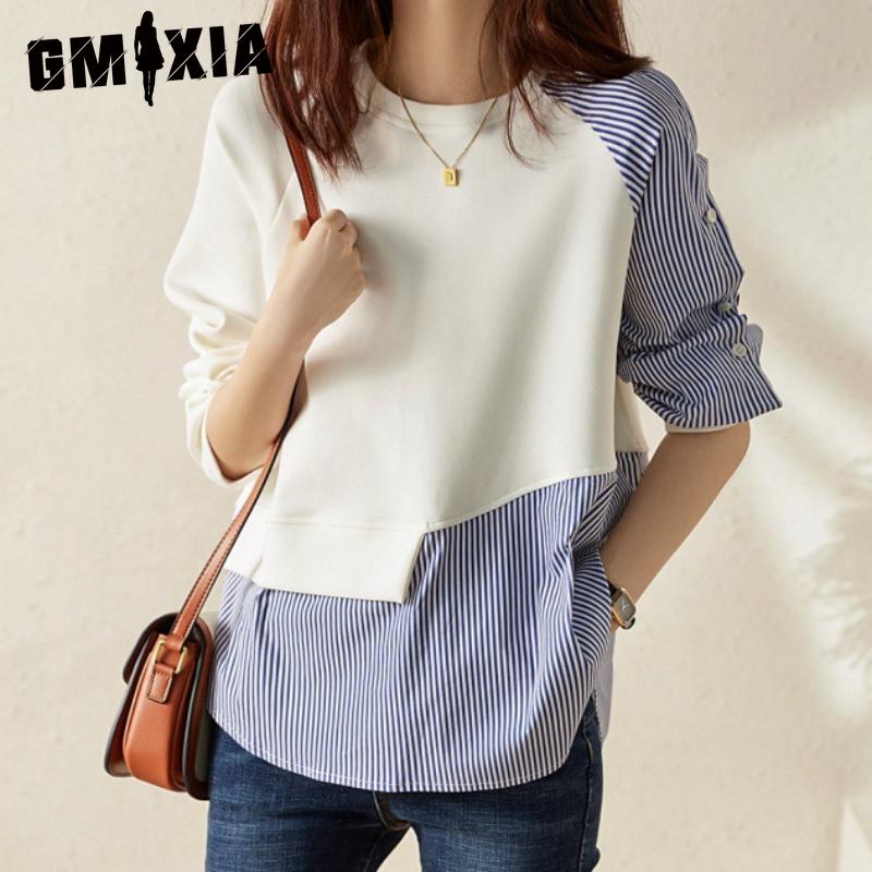 

Женская повседневная блузка-пуловер в полоску с длинным рукавом XL белый