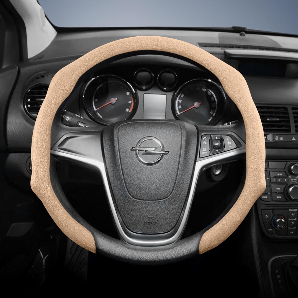 Convient pour Opel Housse de Volant Premium en Daim à Clipser, Antidérapante et Durable, Volant Rond et en Forme de D Disponibles