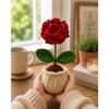 Handmade Crochet Artificial Flower Pot | Yellow, Red, Pink & Sunflower Roses |