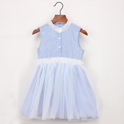OCEAN-STORE Baby Girls Dress Toddler Kids Embroidery Stripe Party Pageant Princess Clothes