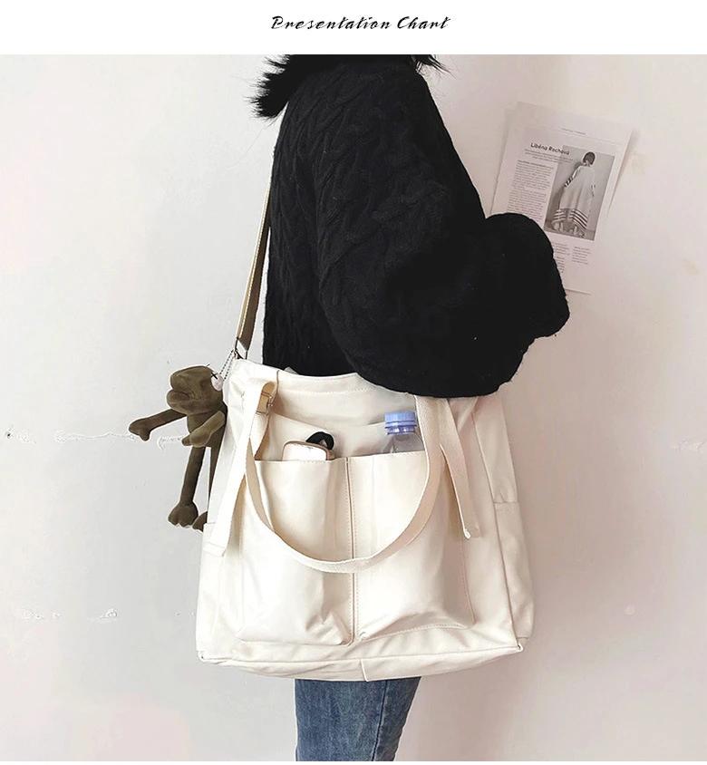 

Women s Bag Shopper Simple Fashi Zipper Handbags Nyl Waterproof Solid Crossbody Large Capacity Tote Shoulder Bags For Women слонова кістка