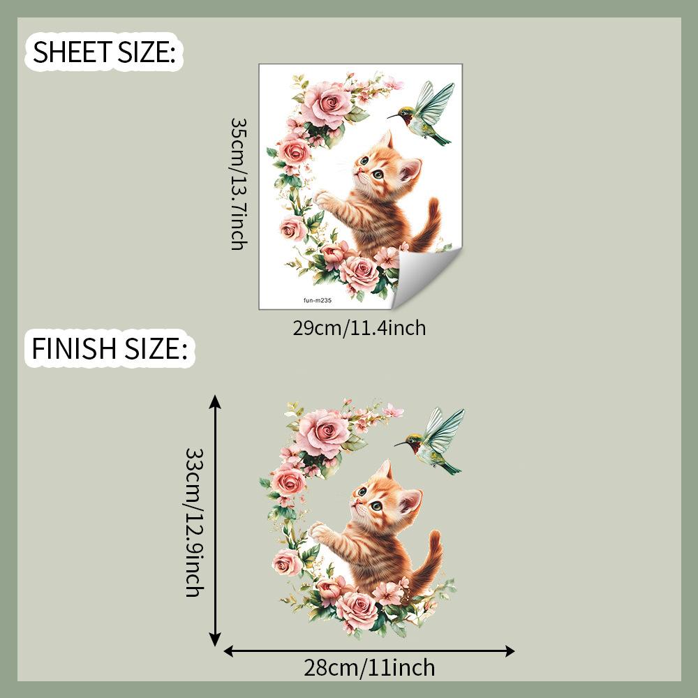 

Милые мультяшные наклейки с кошкой, цветком и птицей для украшения ванной, туалета и дома 29*35CM/fun-m235