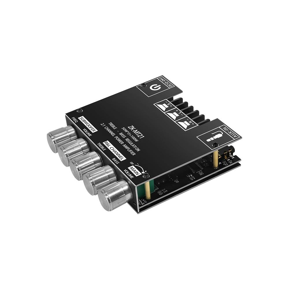 ZK-MT21 Sound Amplifier Module 2x50W+100W 2.1 Channel Subwoofer Bluetooth 5.0 Digital Power Amplifier Board AUX 12V/24V Stereo