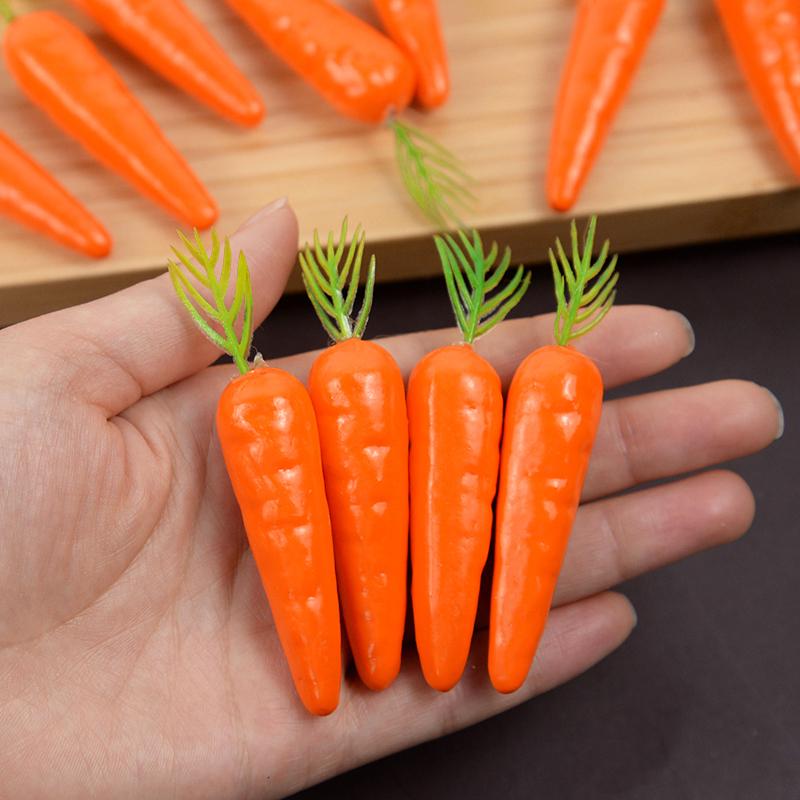 10/25/50Pcs Easter Artificial Carrot Mini Foam Vegetable Fruits Happy Easter Decoration Ornament for Home Table Kids DIY Crafts