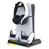 PS5 PRO/Slim RGB Cooling Station: Console Stand, Controller Charger, Disc Storage & Headset Rack