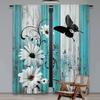 Set Of 2 Teal Turquoise Curtain Aqua Floral Blue White Curtains Decor Home Bedroom Apartment Living Room Window Polyester Perfect For