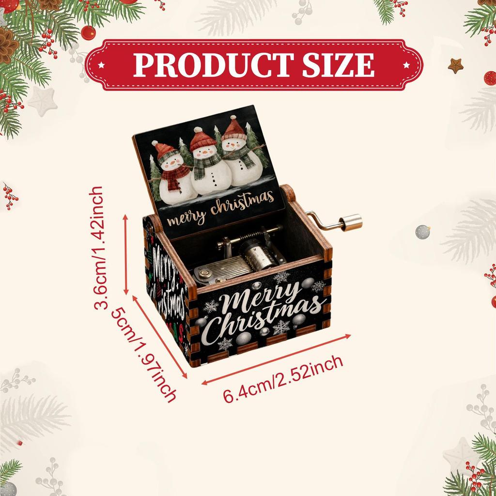 Christmas Music Box Decor Table Centerpiecec Collection Mini Ornament Hand Crank Tune