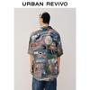 UR Men's Autumn Trendy Comic Print Loose Open-Front Shirt