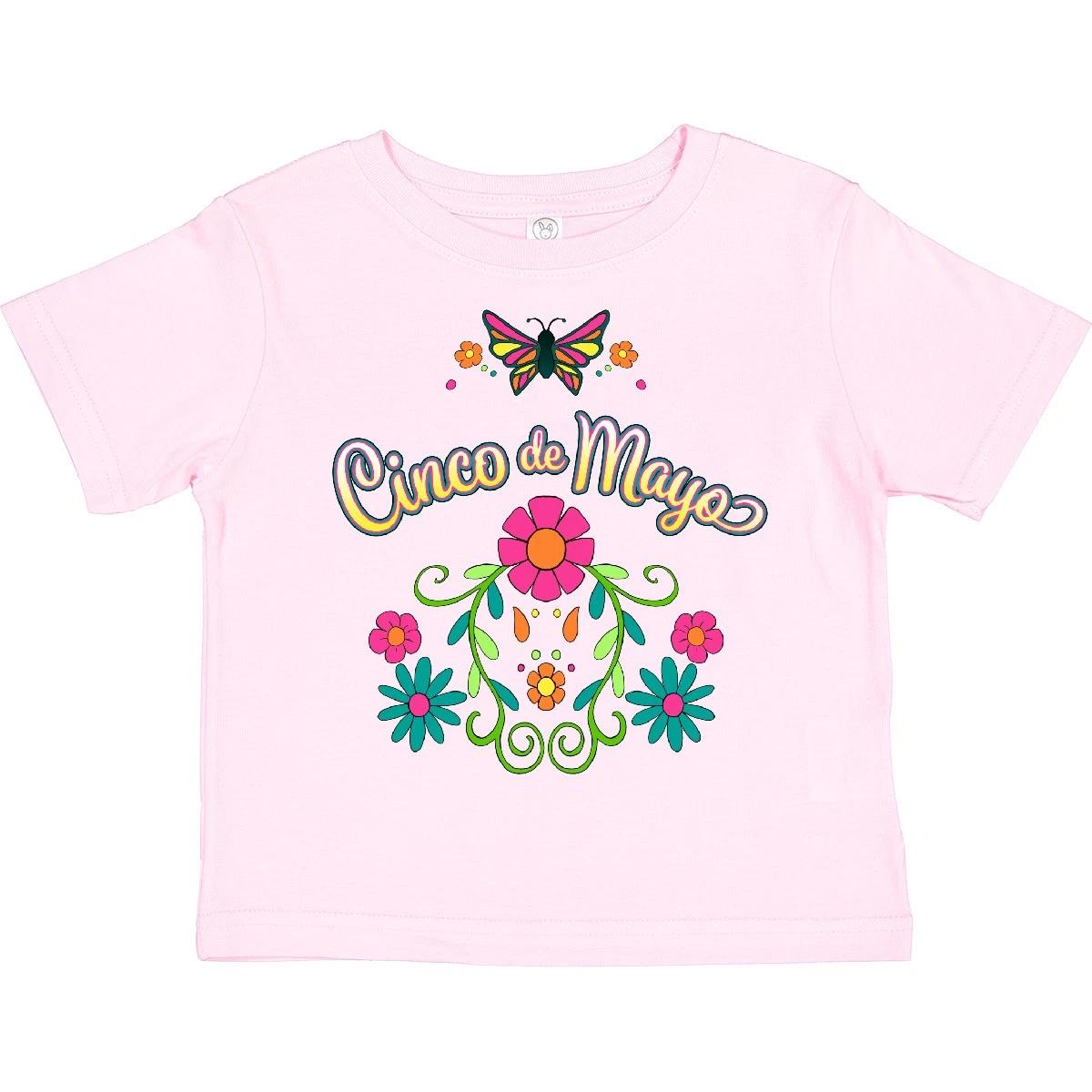 Inktastic Cinco De Mayo- Butterfly And Flowers Toddler T-Shirt Flower Celebrate 100