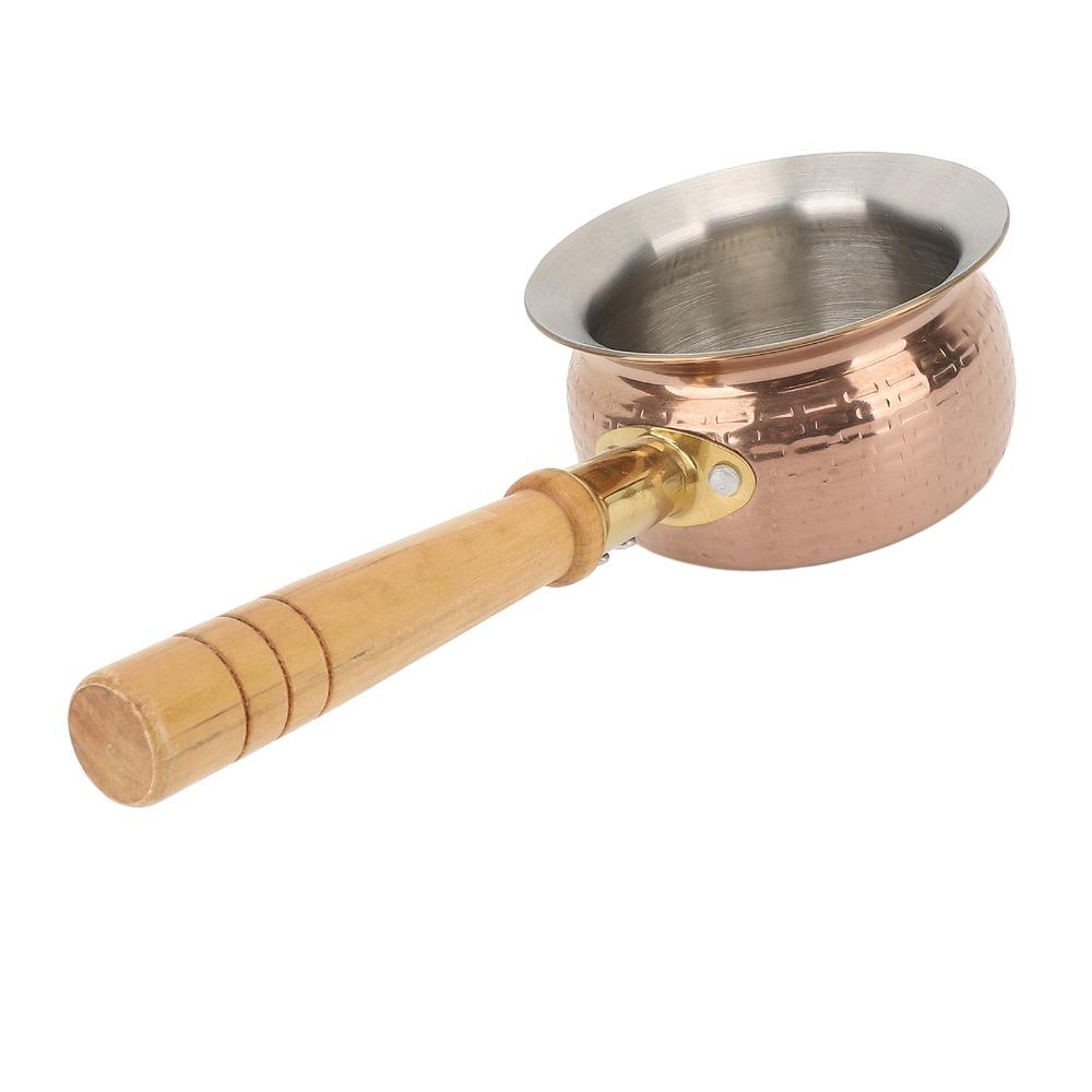 Rose Gold Wooden Color Butter Warmer Pot Stainless Steel Sauce Pan  Milk Coffee Pouring Oil
